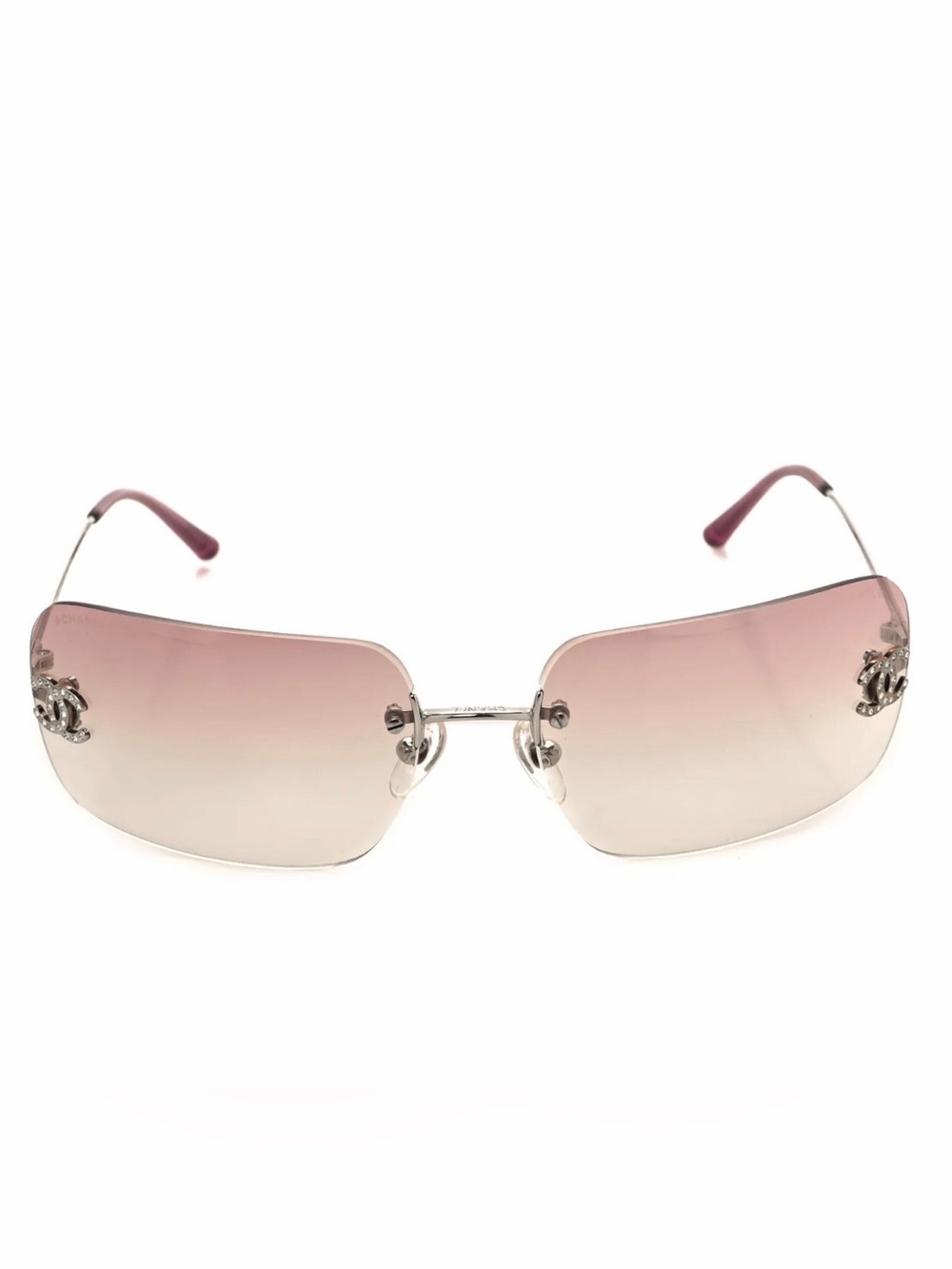 CHANEL 4017-D SWAROVSKI CC LOGO PINK SUNGLASSES / Vintage Early 2000
